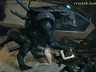 Three dimensional Gonzo Pornography Xenomorphs bonking Samus